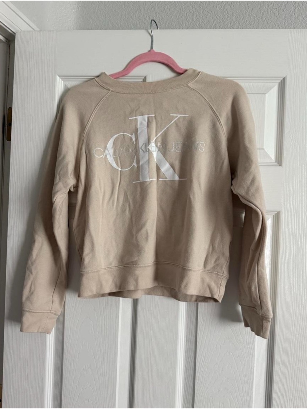 Calvin Klein Jeans Beige Logo Crewneck Sweatshirt